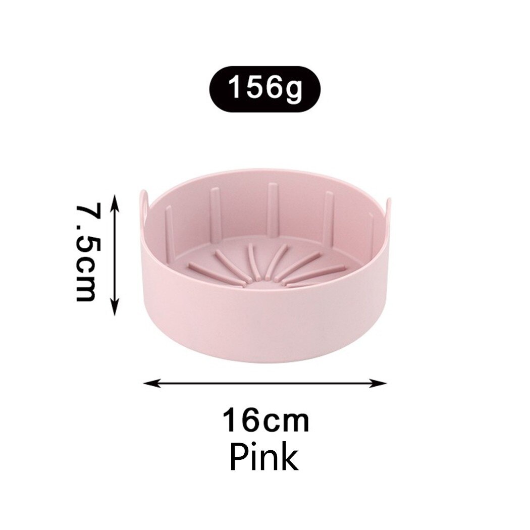 Freidora de aire de silicona, olla cuadrada, accesorios para hornear pan, pollo frito, Pizza, parrilla, bandeja de horno de repuesto para freidora de aire: Pink 16cm