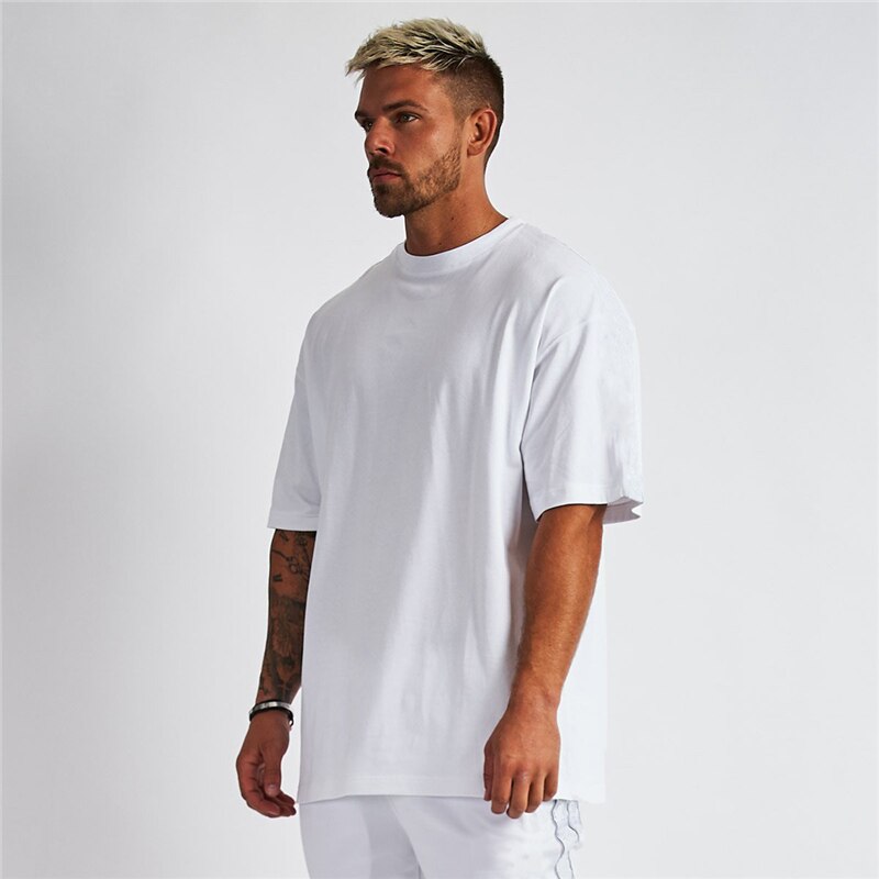 Running Oversized T shirt Men Gym Bodybuilding and Fitness Loose Casual Lifestyle Wear T-shirt Male Streetwear Hip-Hop Tshirt