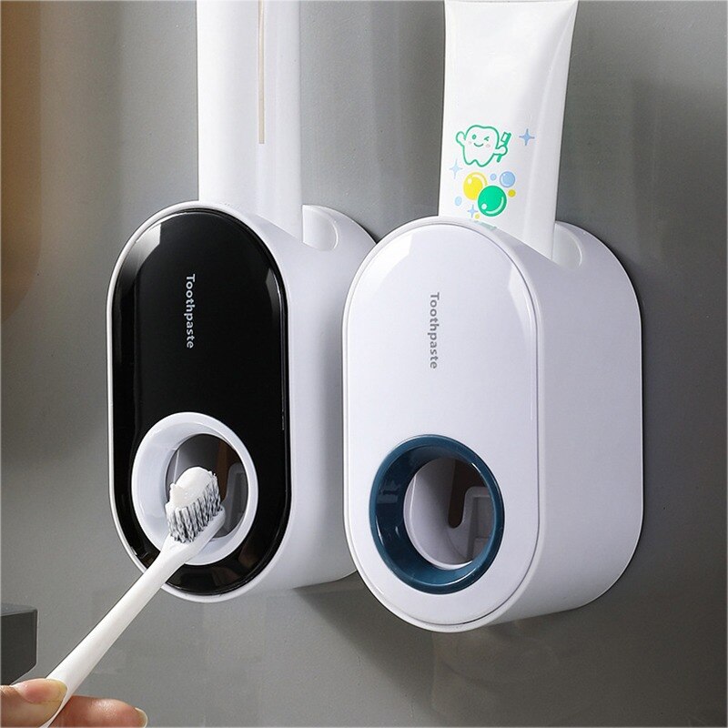 Bathroom Toothpaste Squeezer Automatic Toothpaste Dispenser Dust-proof Toothbrush Holder Wall Mount Stand Bathroom Accessories