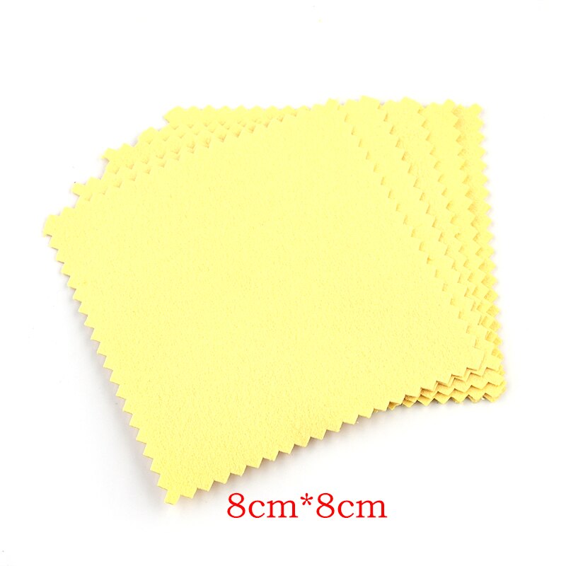 20-50 stücke Polnischen Polieren Tuch Silber Farbe Reinigung Polieren Tuch Weichen, Sauberen Wischen Abwischen Tuch Schmuck Werkzeug Schmuck reinigung: yellow 8x8mm 50pcs