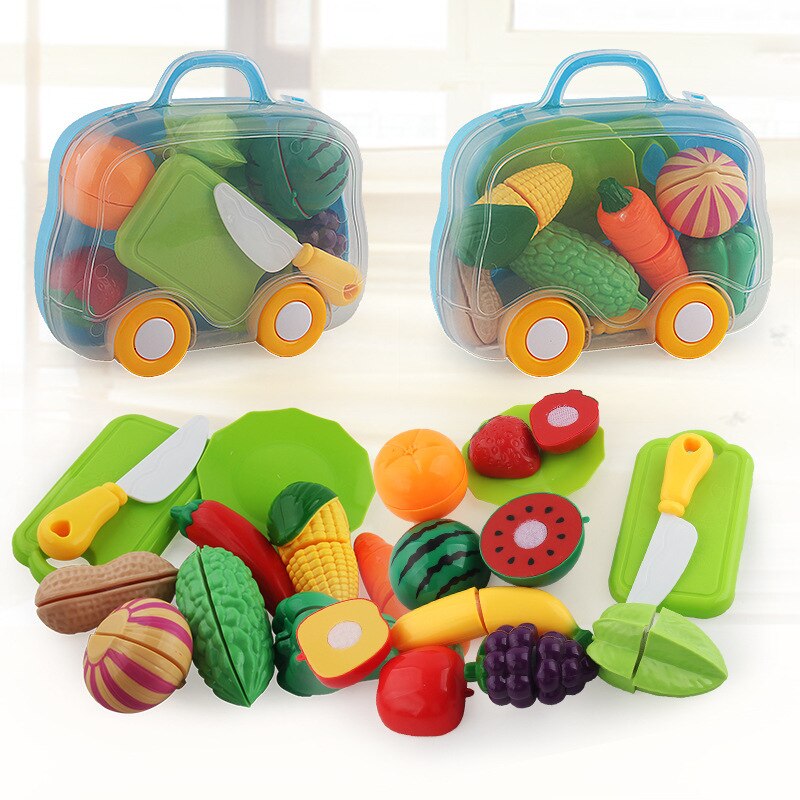 Kinderen Kleuterschool Speelhuis Klittenband Groente & Fruit Gelukkig Slicer Koffer Leuke Model Keuken Speelgoed