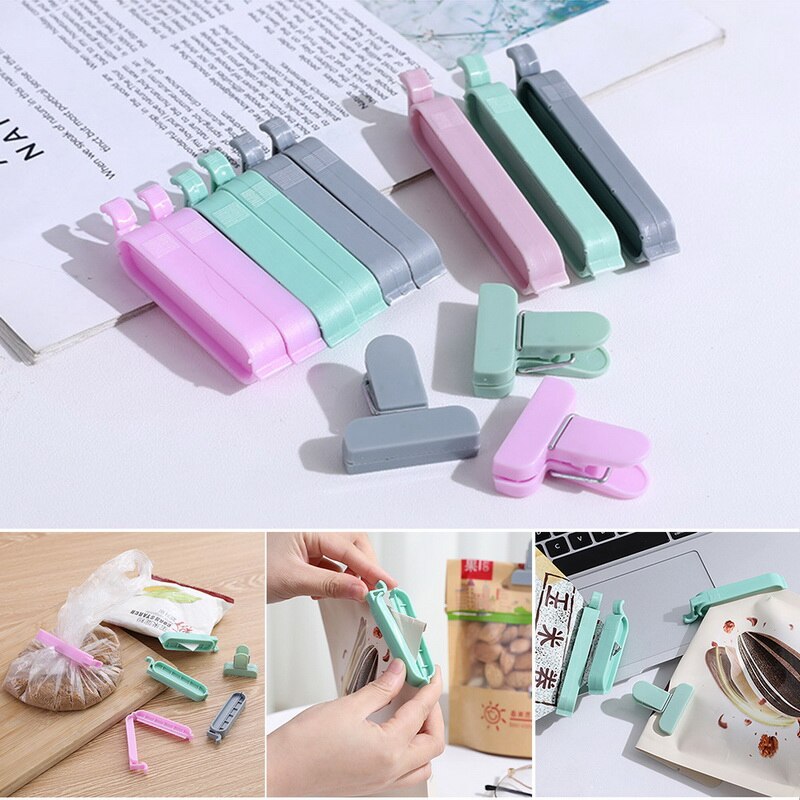 12 pièces/ensembles de sacs en plastique machine de cachetage casse-croûte sacs de casse-croûte, accessoires d'outils de cuisine mini agrafe de nourriture d'agrafe de cachetage de vide