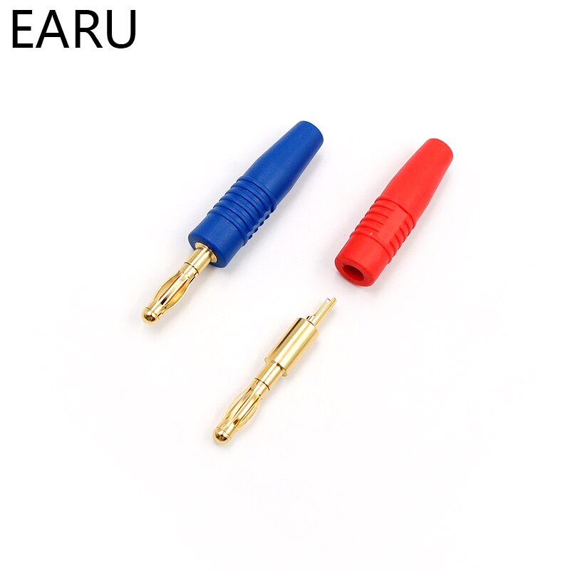 4pcs 4mm Plugs Gold Plated Musical Speaker Cable Wire Pin Banana Plug Connectors Socket Red Black Blue Green Yellow