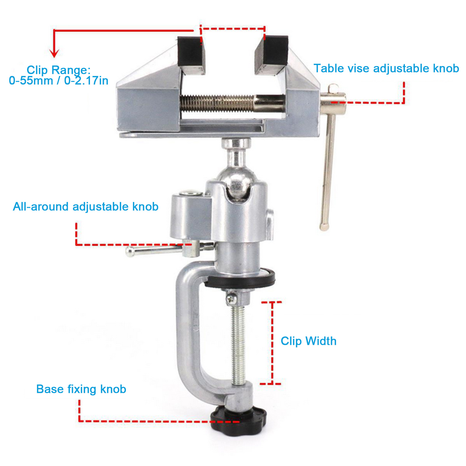 2-In-1 360 Graden Roterende Tafel Bankschroef Multifunctionele Aluminium Swivel Bankschroef Klem Elektrische Boor Stand roterende Tool