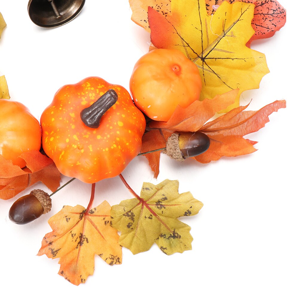 Kunstmatige Bladeren Krans Herfst Pompoen Berry Maple Leaf Bell Fall Deur Muur Krans Ornament Krans Halloween Party Decor