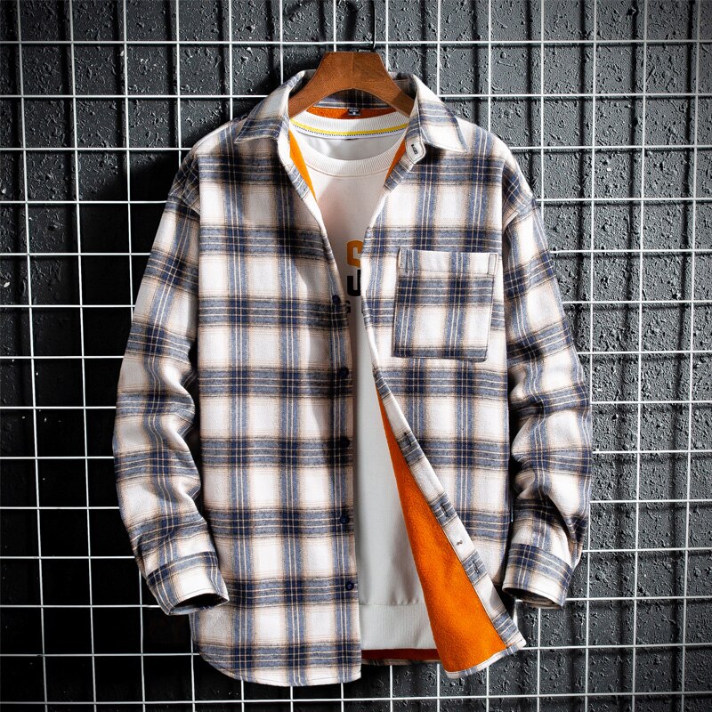 Chemise chaude pour hommes, en velours Plus épais, à carreaux, à manches longues, à la , taille Plus, collection automne et hiver L-5XL