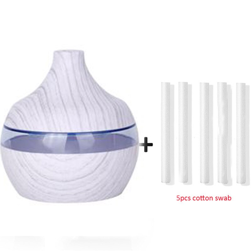 300Ml Usb Elektrische Aroma Air Diffuser Hout Ultrasone Luchtbevochtiger Essentiële Olie Aromatherapie Cool Mist Maker Voor Thuis Auto: W-F