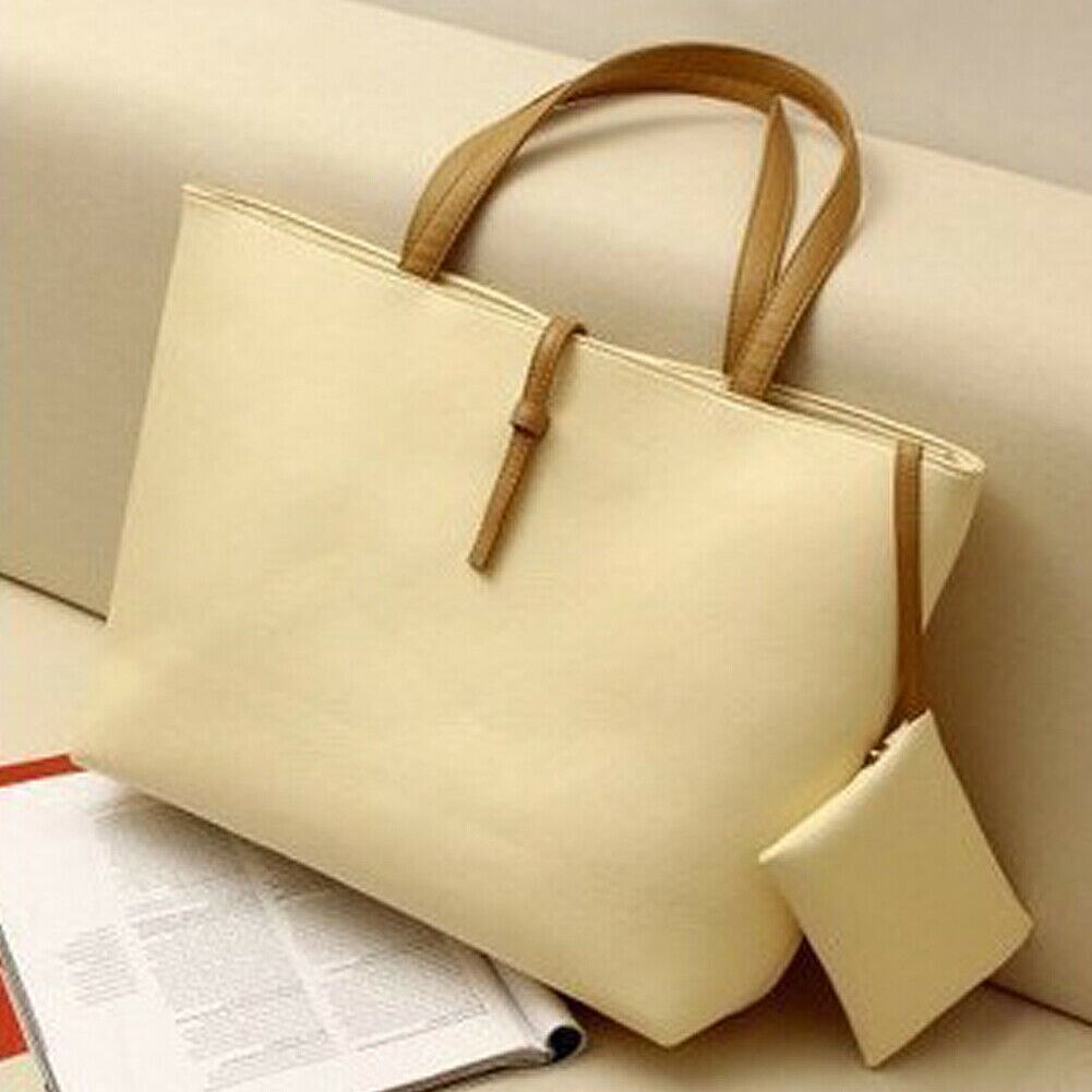 Frauen Handtasche Faux Leder Bote Einkaufen Tasche Handtasche Dame Schulter Tasche Totes Geldbeutel: Beige