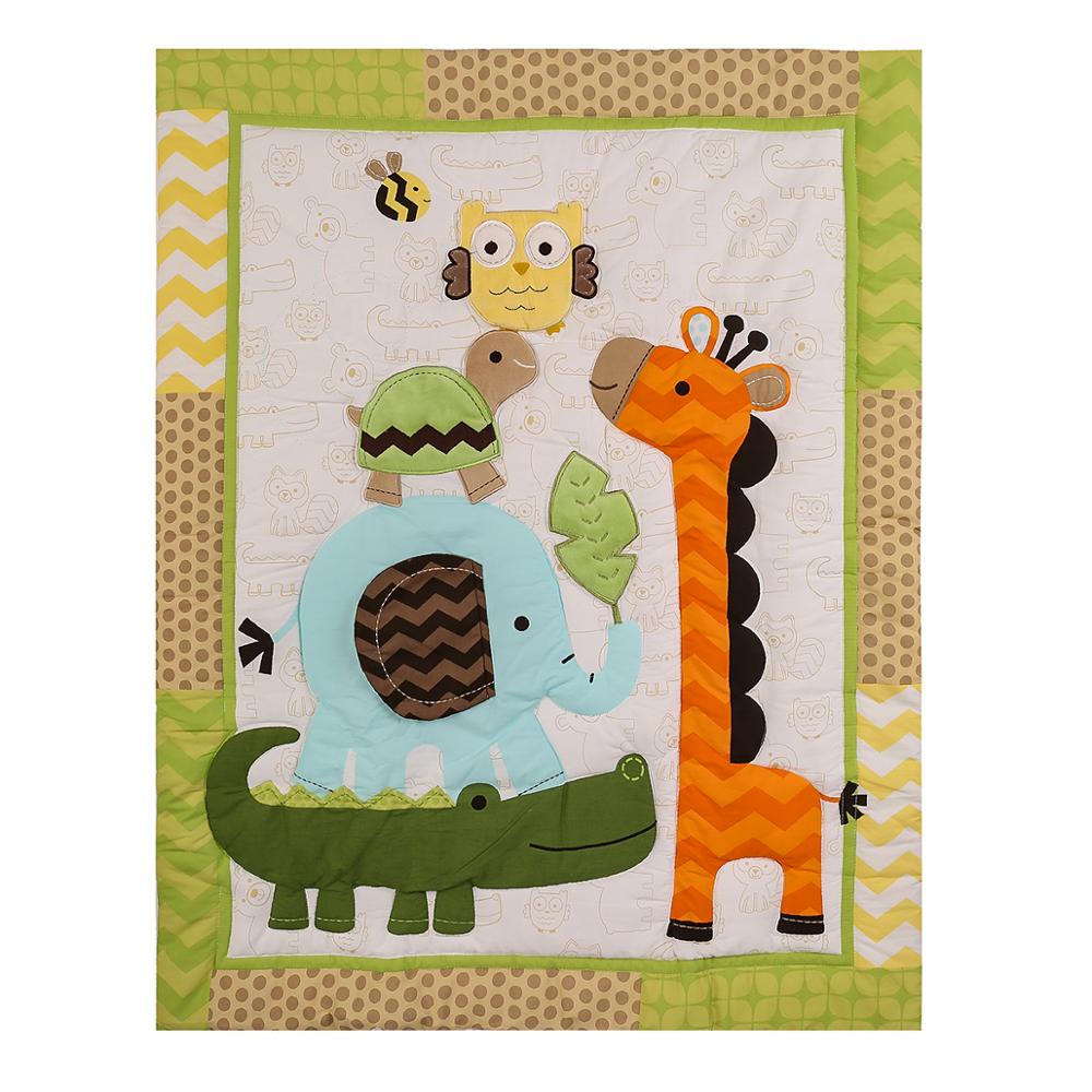 Bomull baby quilt print broderi jungel skog for gutter