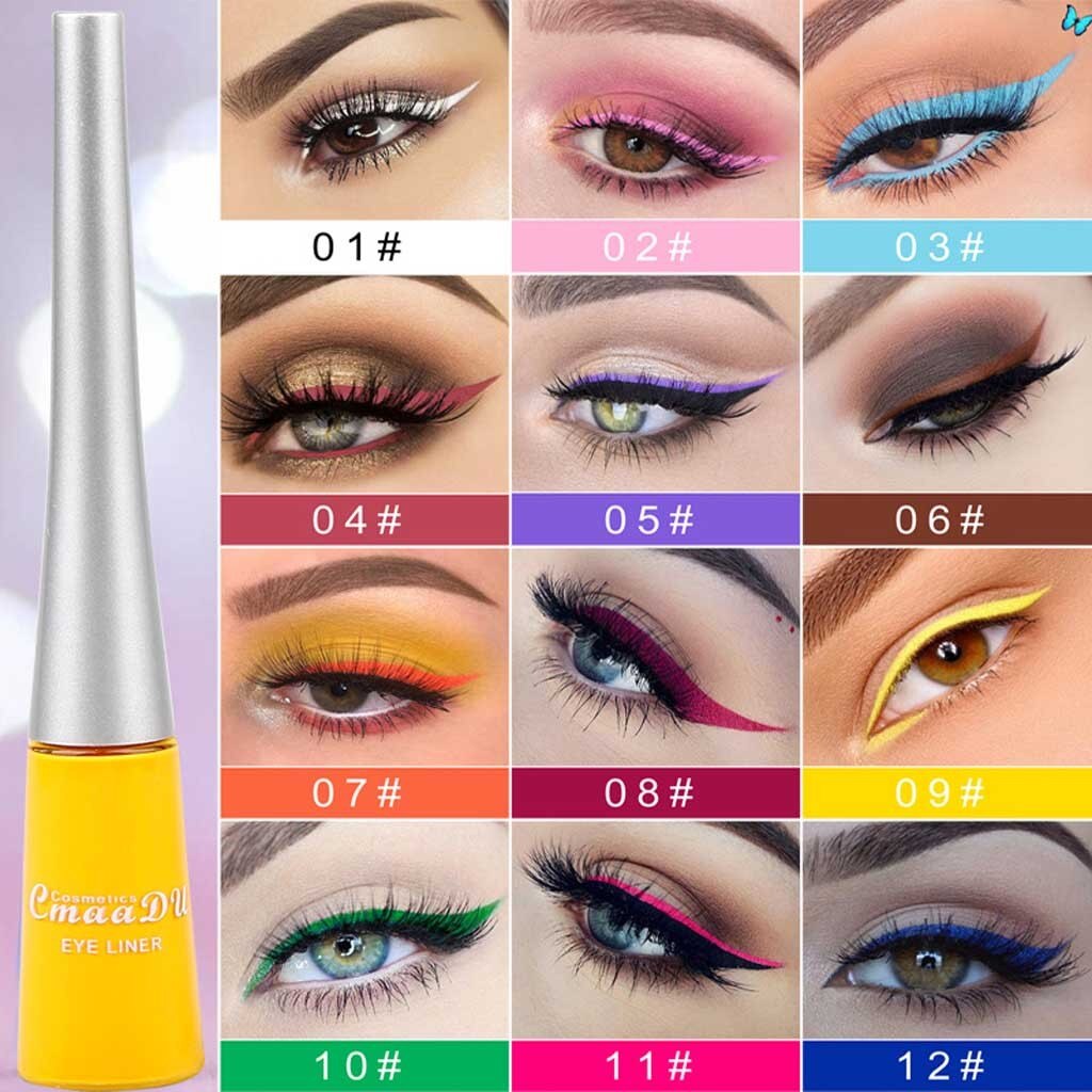 12 fargerike matte noen eyeliner fargetoner super vanntett langvarig sminke naturlig flytende eyeliner blå grønn gul øyne penn