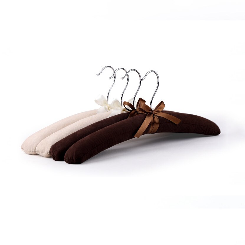 Satin- Gepolsterte KleiderbüGel Kledinghangers Holz Schwamm Mantel Tuch KleiderbüGel für Kleidung Cabides Para Roupa samt colgador de ropa