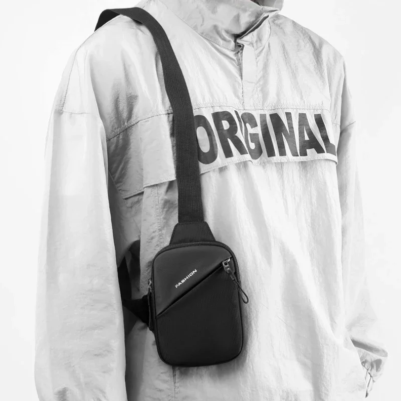 Märkes herr axelremsväska bröstväska sling crossbody väskor manliga casual nylon vattentät herr handväska sport telefon resor