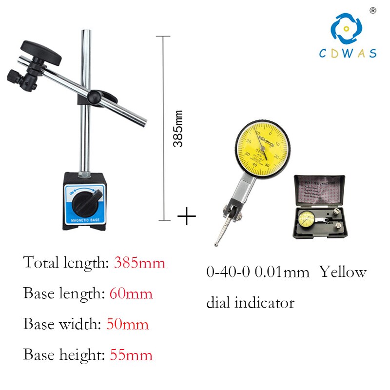 Indicador de Dial magnético Universal, soporte de Base magnética, báscula de mesa, indicadores de precisión: 385mm-60-50-55 set