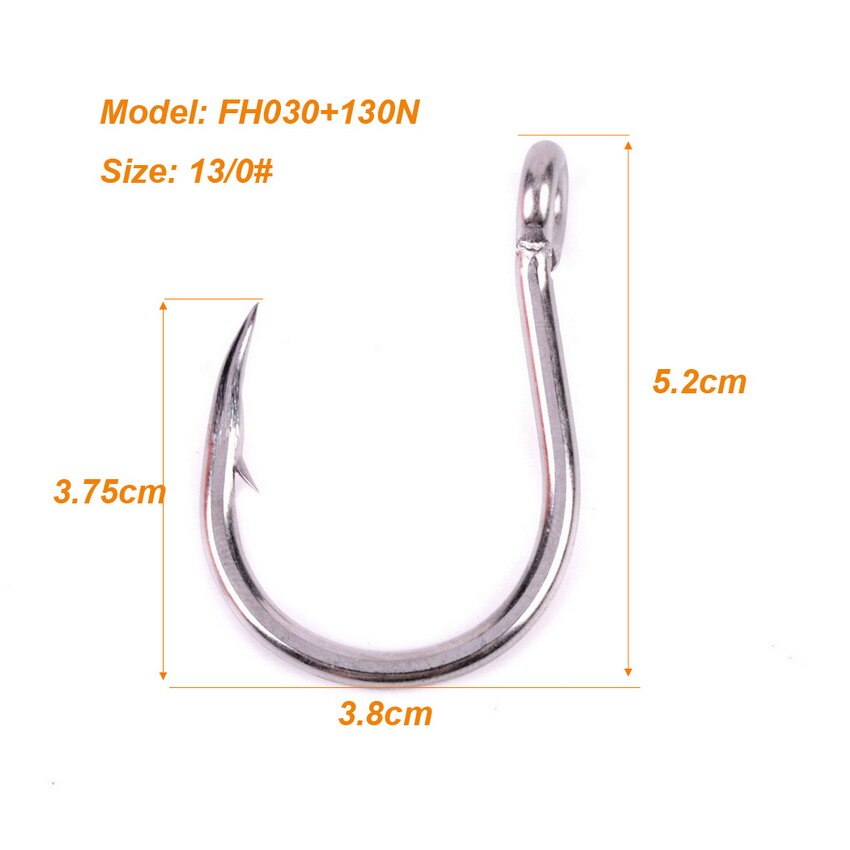 100pcs Saltwater Fishing Hook JIGGING HOOK 1/0#-13/0# Model Stainless Steel Fishhook Made In Taiwan Jig Fishing Hooks Carp Hooks: Size  13