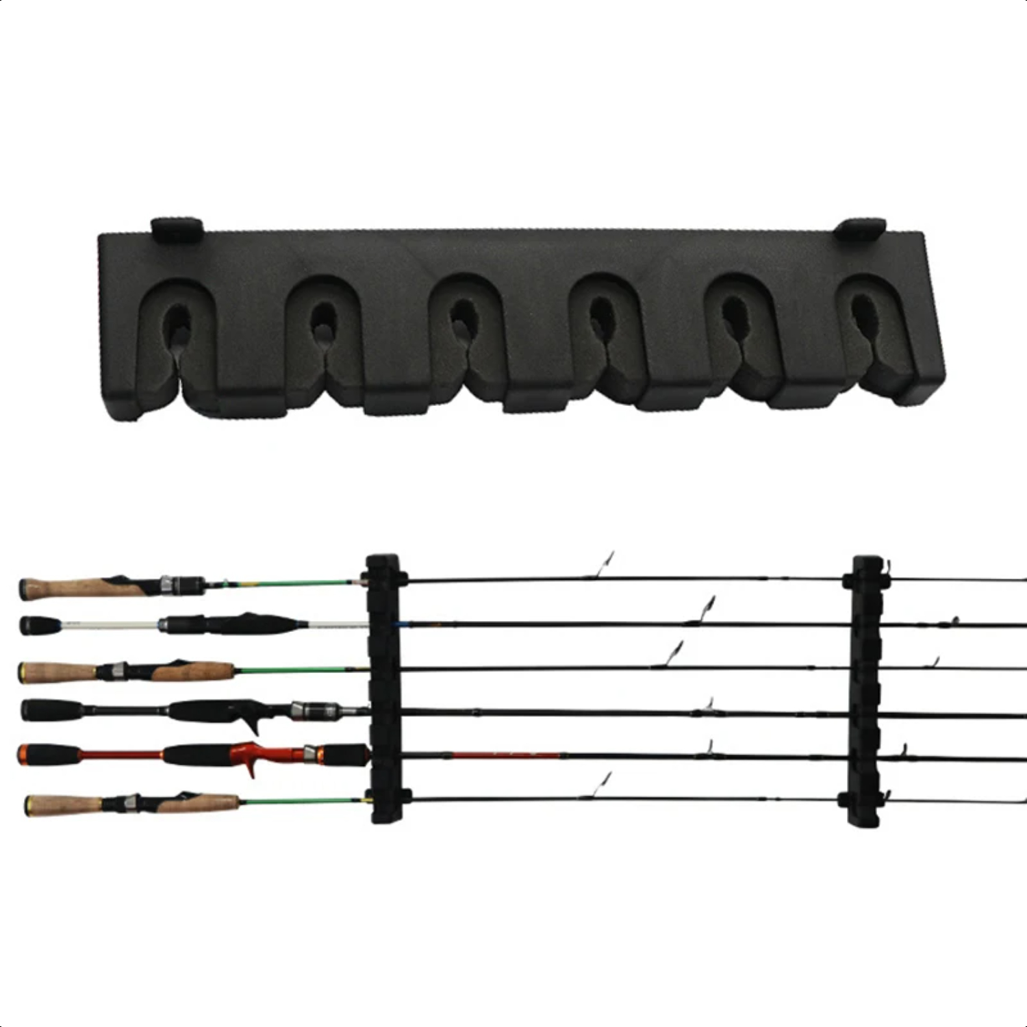 1PC Plastic Fishing Rod Holders 6-Rod Rack Vertical Pole Holder Wall Mount Modular Garage