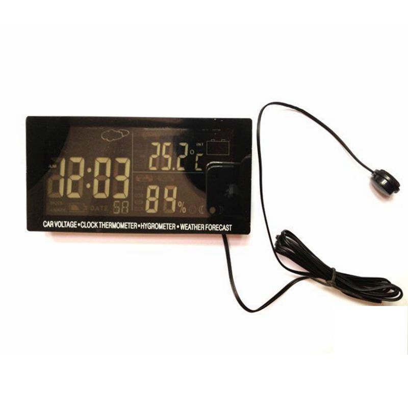 Lcd-scherm Auto Thermometer Klok Hygrometer Digital Automotive Temperatuur Meter Weersverwachting Indoor en Outdoor