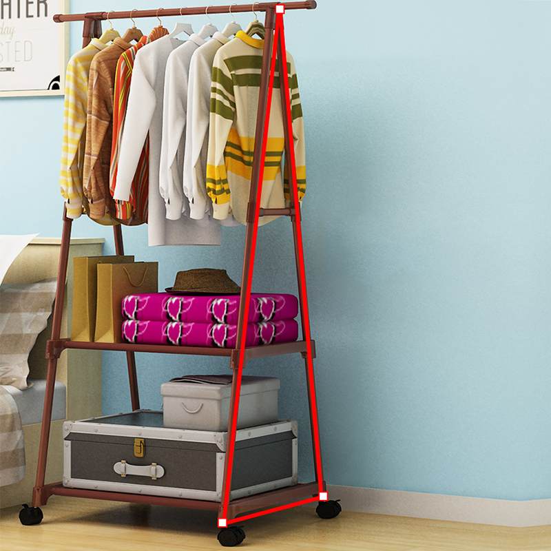 Farverigt tøjstativ gulvstående tøj hængende opbevaringshylde tøjbøjler med hjul enkel stil soveværelse møbler