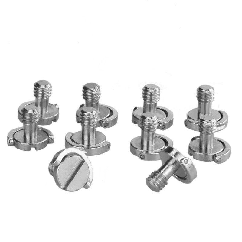 10Pcs/set Camera screws 1/4 Inch D-Ring Screw Stainless Steel Quick release screw Durable Stainless Steel D-Ring Screw For Camer