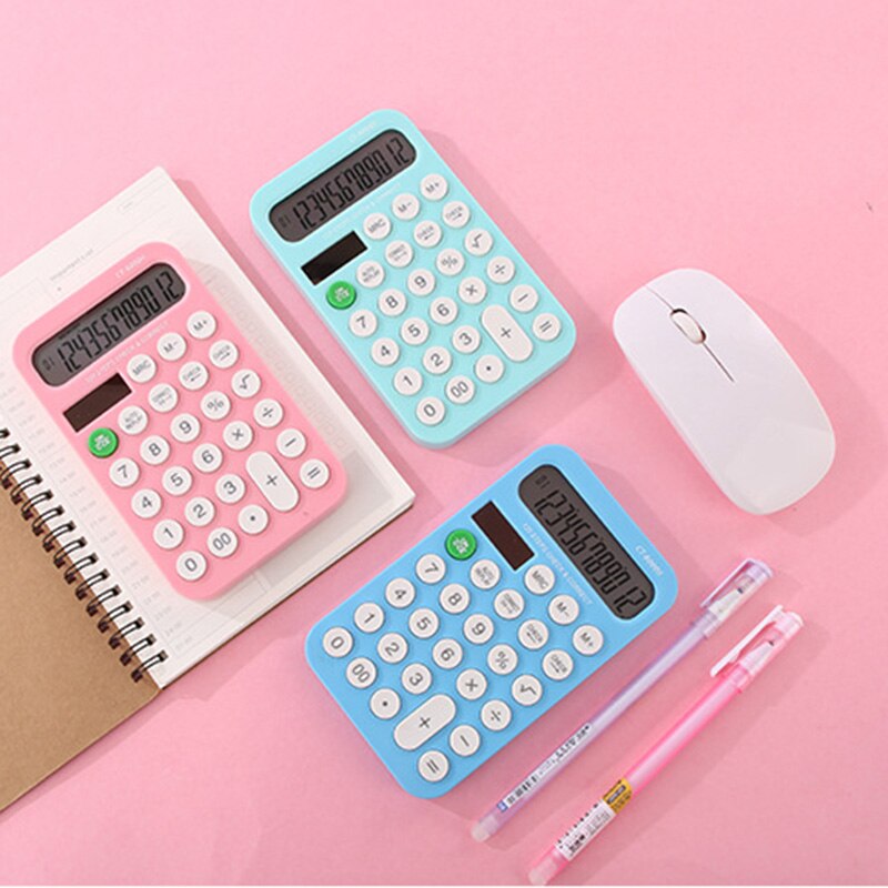 Office Large Screen Solar Calculator 12 Digits Solar Mini Calculator Handheld Office Supplies LHB99