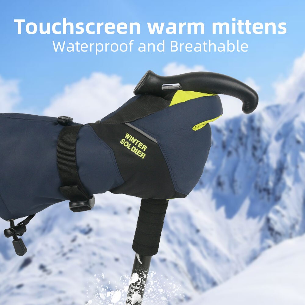 Copozz Winter Ski Handschoenen 3 Vingers Touch Screen Thermische Warm Motorfiets Fietsen Waterdichte Handschoenen Voor Mannen Vrouwen