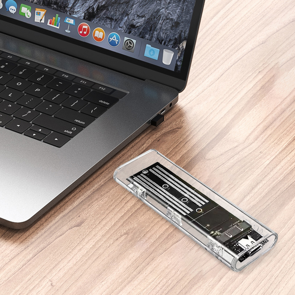 M.2 NGFF SATA Type C USB 3.1 SSD Case 10Gbps Transparent External SSD Case External SSD Adapter for 2230 2242 2260 2280