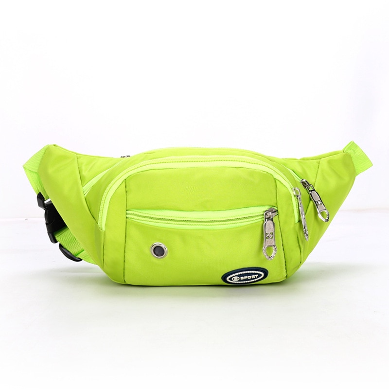 Marsupio da donna con foro per auricolare marsupio Oxford verde Neon fianchi da donna marsupi borse a Banana borse da viaggio Unisex rosa caldo