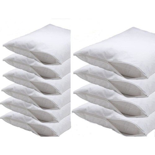 Funda protectora de algodón con cremallera, suave, 10 Uds., almohadilla blanca, 100