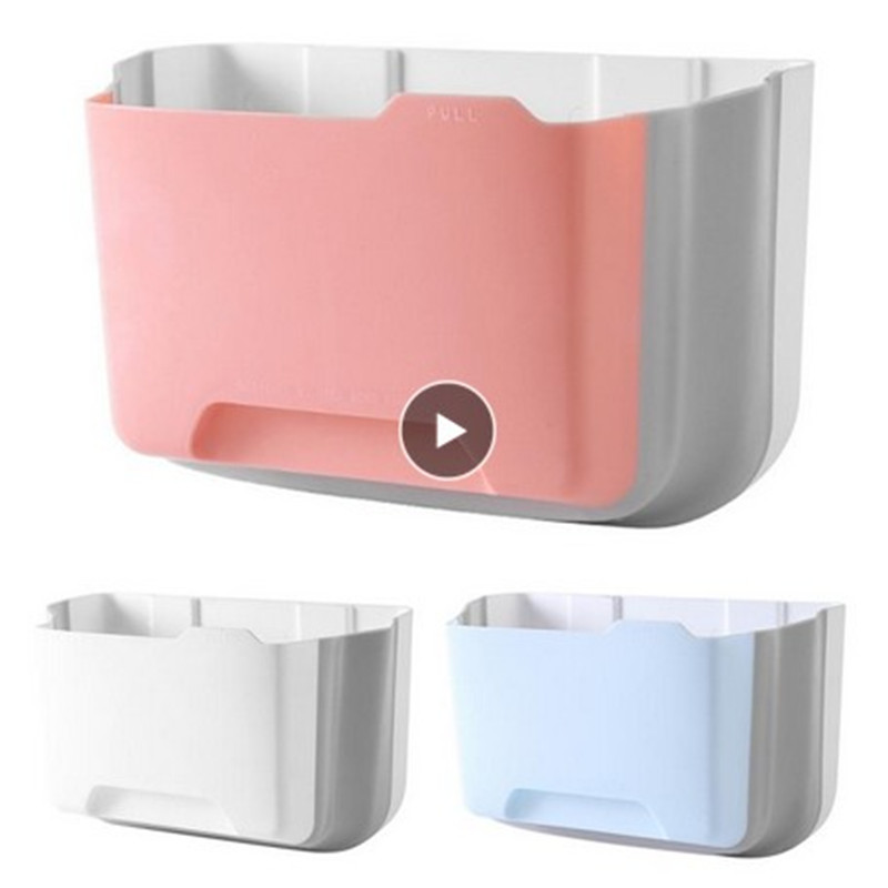 Waste Bin Hanging Trash Bin Cabinet Door Toilet Waste Storage Wall Mounted Folding Bathroom Kitchen Cabinet Household Cleaning