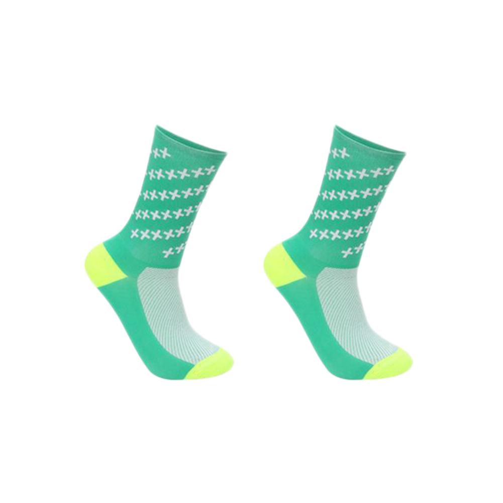 Ausverkauf Radfahren Socken Atmungsaktiv Wicking Füße Schutz Socken Nylon draussen Rennrad Reiten Socken Fahrrad Ausrügestochen: Grün
