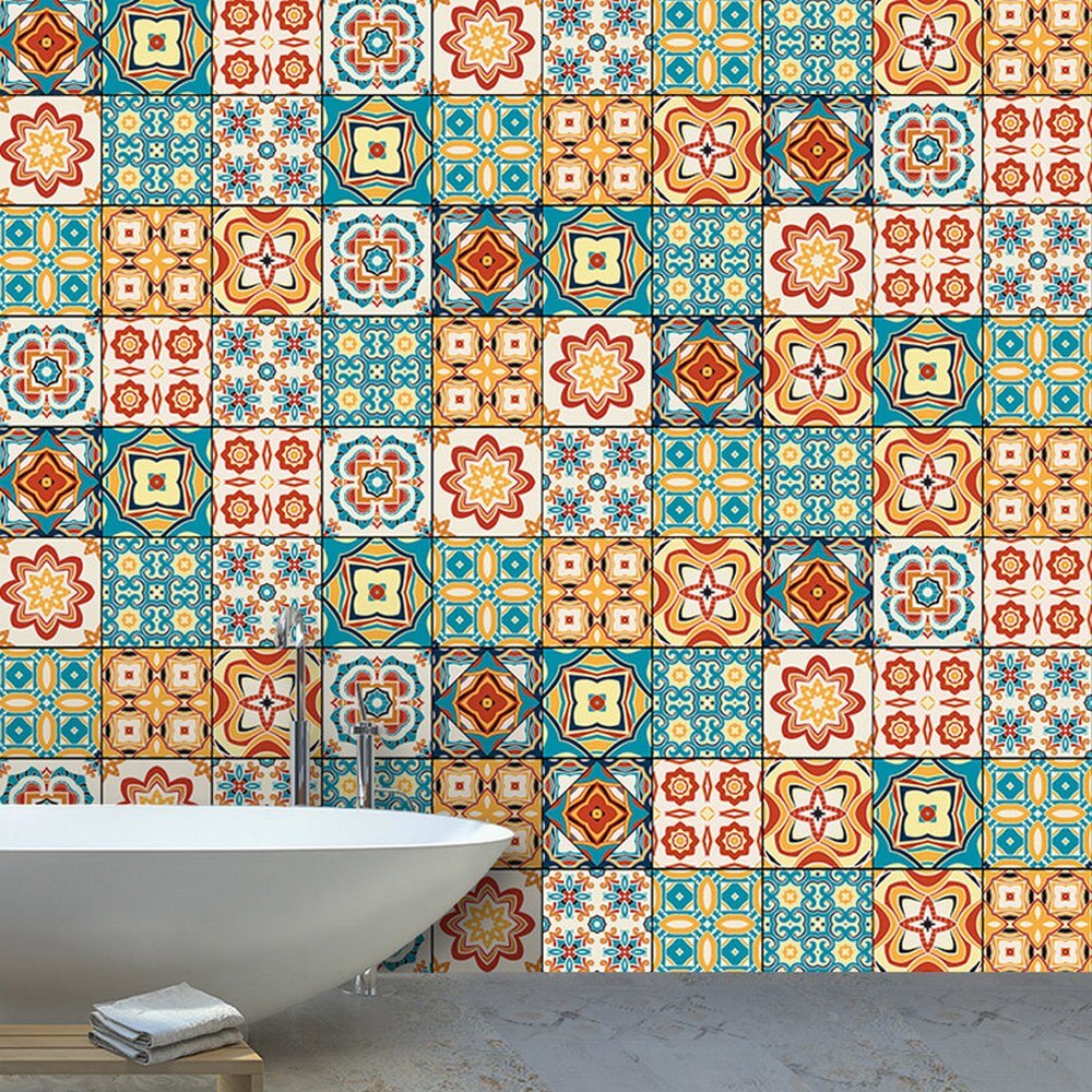 10pcs PVC bathroom anti-slip floor tiles tile floor waterproof stickers wall stickers wall decoration kitchen oil proof wallpape