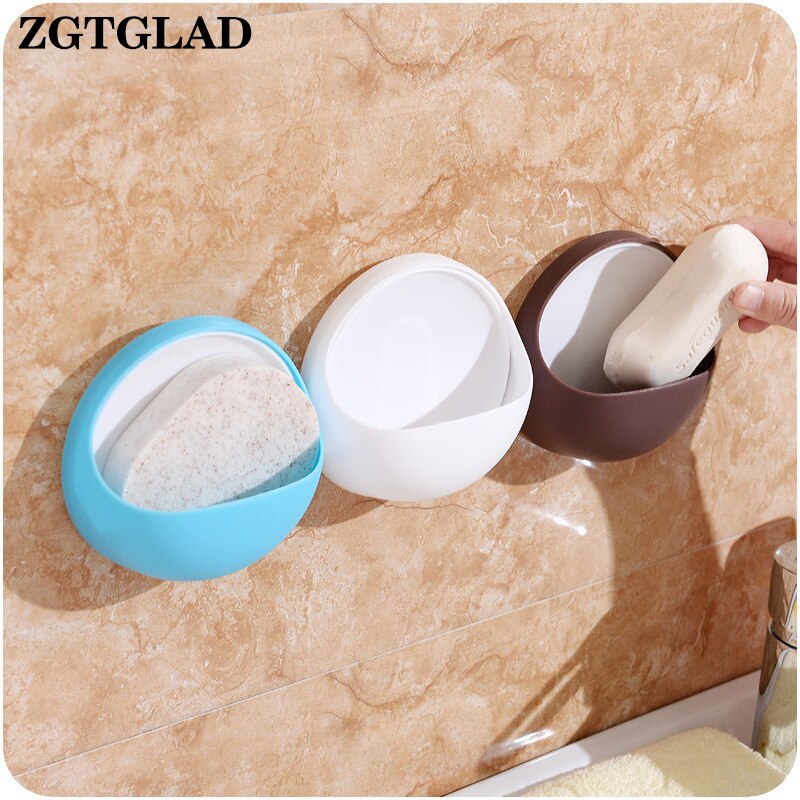 ZGTGLAD 1pcs Plastic Zuignap Zeep Douche Tandenborstel Doos Schotel Houder Accessoires Badkamer Benodigdheden