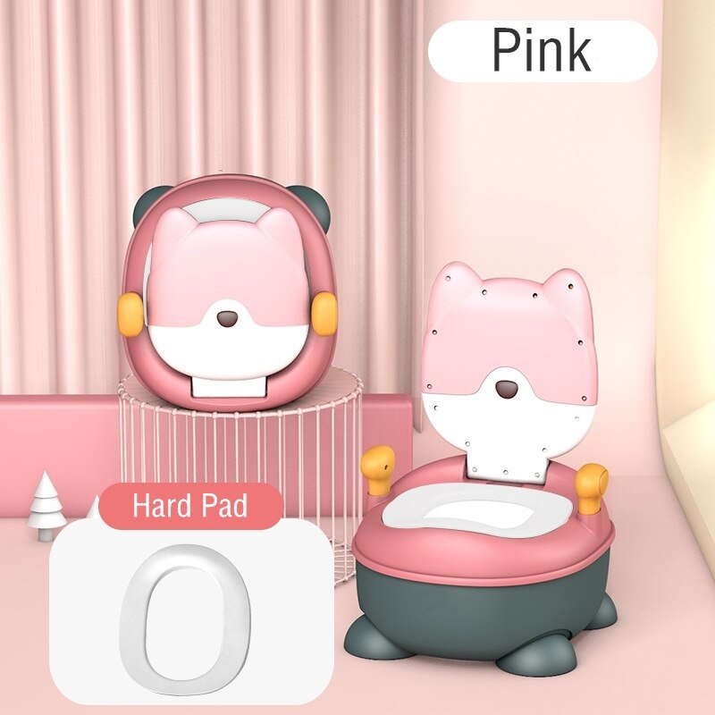 Draagbare babypot, multifunctioneel babytoilet, autopotje, kinderpotje, meisjespotje, jongenspotje, kinderstoel, toiletbril, kinderpotje: Harde pad-roze