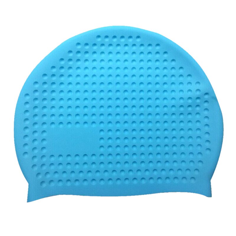 Large Swimming Cap Waterproof Silicone Swim Pool Bathing Caps Hat Long Hair Ear Protection Water Bubble Cap Women Men badmuts: Sky Blue