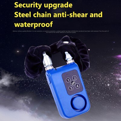 Anti-theft password steel chain alarm lock bicycle electric car shop glass door lock stainless steel anti-shear alarm