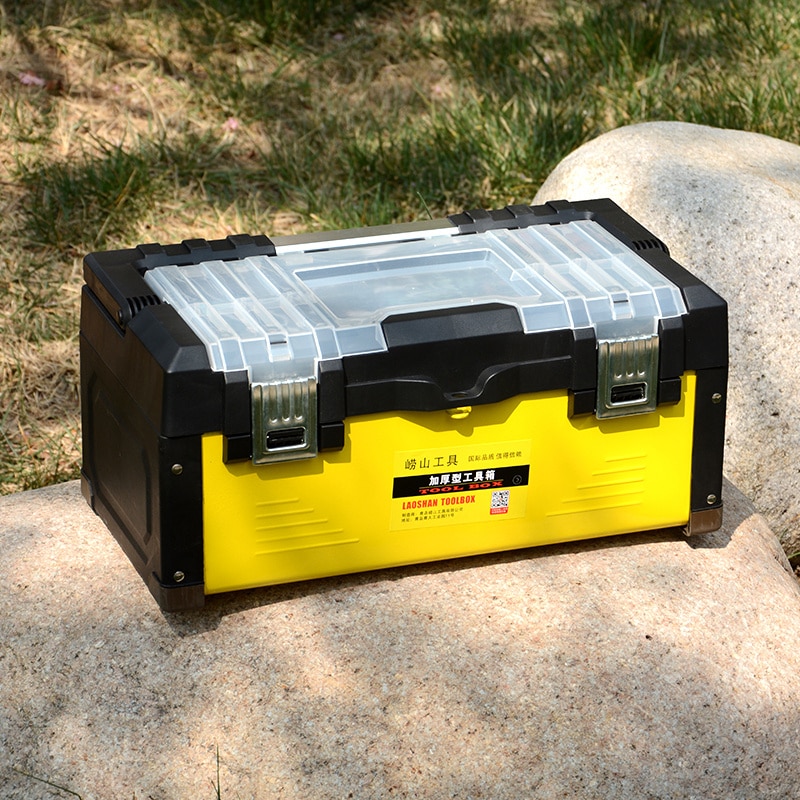 Stainless stee Tool case Impact resistant safety case household hardware multi-function Manual maintenance tool box On-board bin