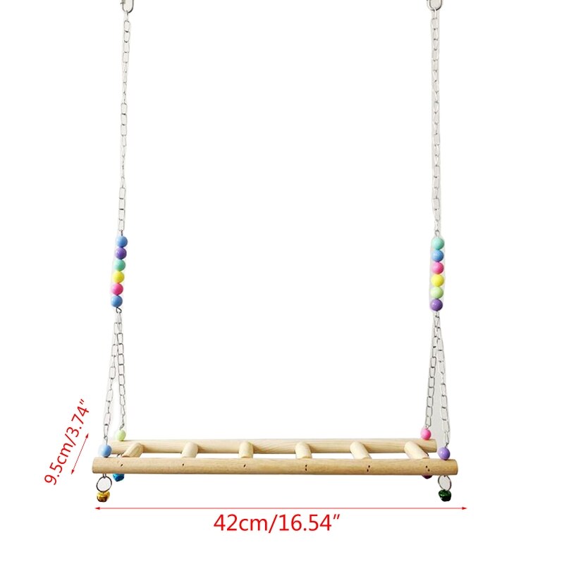 Chicken Ladder Swing Perch Handmade Coop Chicks Rooster Hens Wood Hanging Stand N1HF