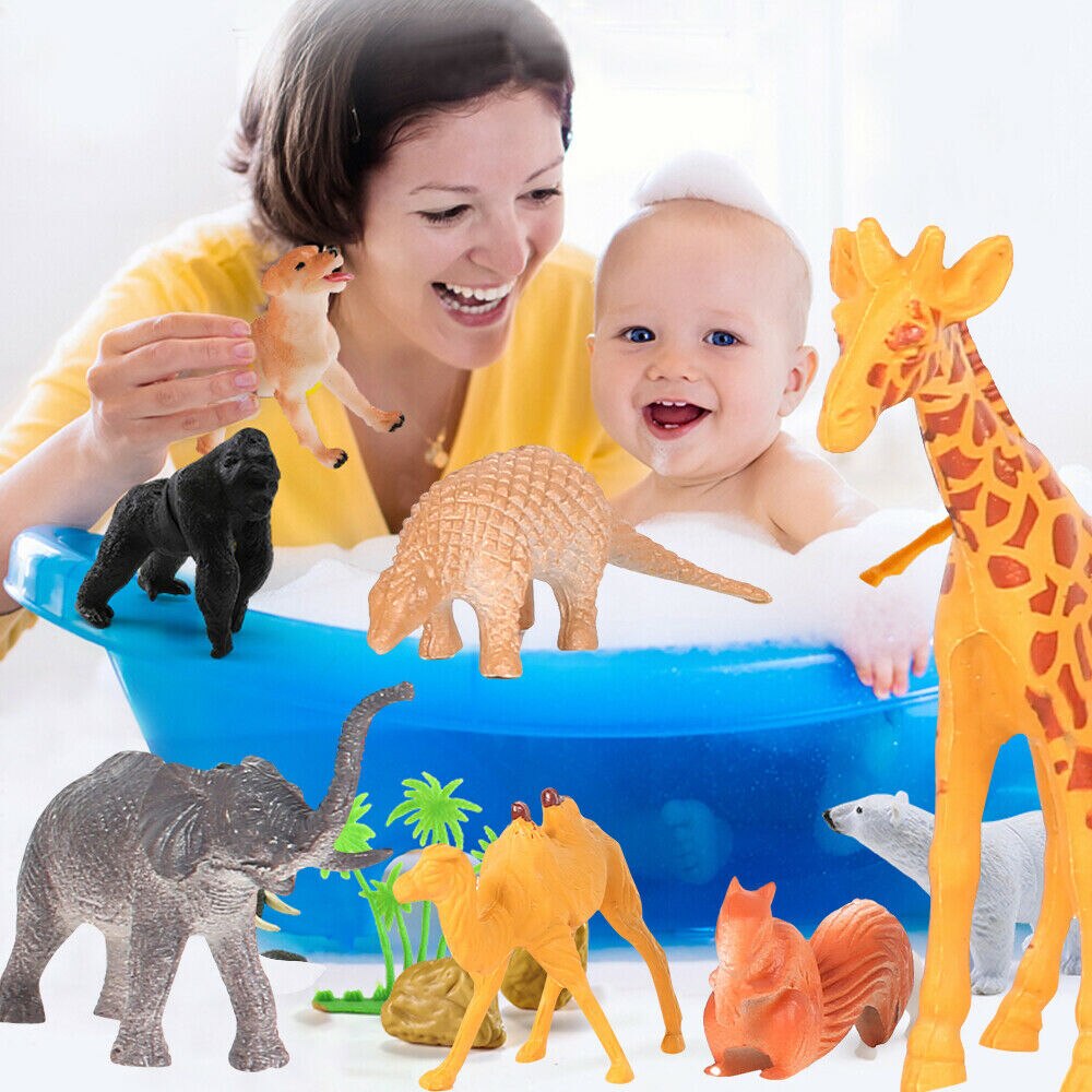 Mini figurines animaux animaux animaux animaux du Zoo en plastique 53 pièces/ensemble, jouets pour enfants