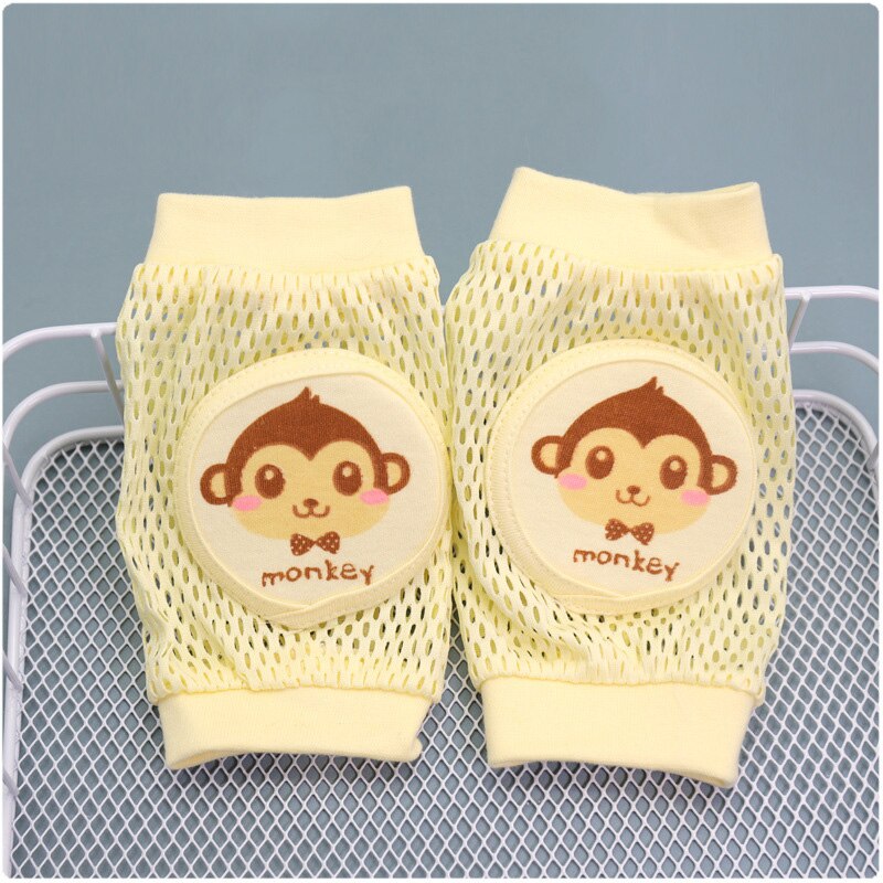 Bébé genou protecteur fille garçon coude ramper coussinets bambins bébé coussinets de sécurité maille respirant maille jambe garde genouillère pour les enfants: MonkeyYellow