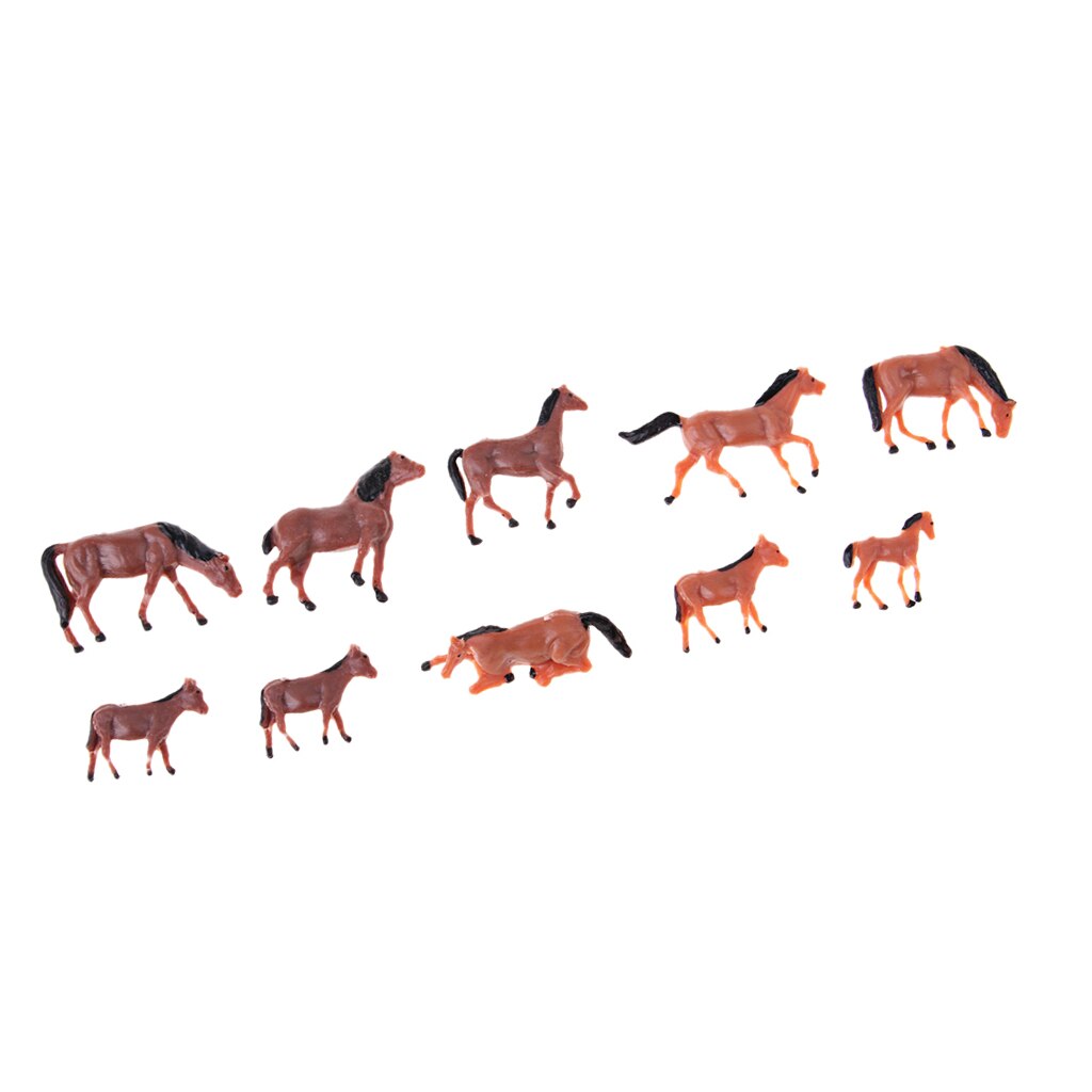 20Pcs 1/87 HO Scale Horses Model Painted Animal Figure for Miniature Model Train Layout Farm Zoo Wild Animal Park