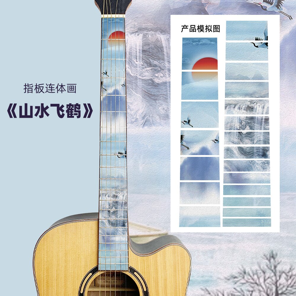 Gitaar fretboard stickers inlay glitter sticker gitaarhals kop guitarra bas ukelele dunne sticker guitarra accessoires: Stijl 4