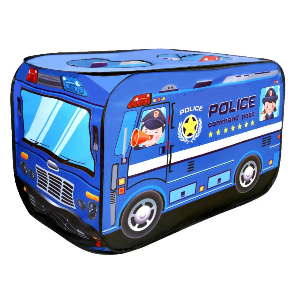 Børn børn telt pop-up telt legetøj udendørs foldbart legehus brandbil politibil bil hus bus telt indendørs udendørs spil: Politibil