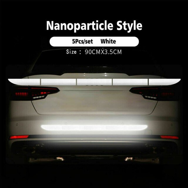 Reflecterende waarschuwingsstrip voor auto's, bumper, vrachtwagen, veiligheidsreflector, sticker en: Wit