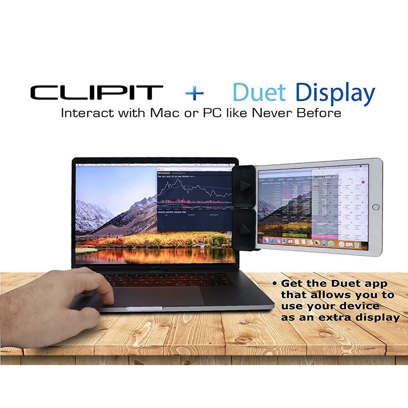 Side Mount Clip for Dual Monitor, Dual Display Monitor Mount and Tablet Stand Mount for Your Laptop, Instant Second Display