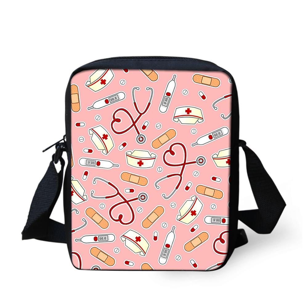 Thikin tryckt tecknad sjuksköterska axelväska för barn pojkar mini fyrkantiga budväskor barn resor crossbody versipacks