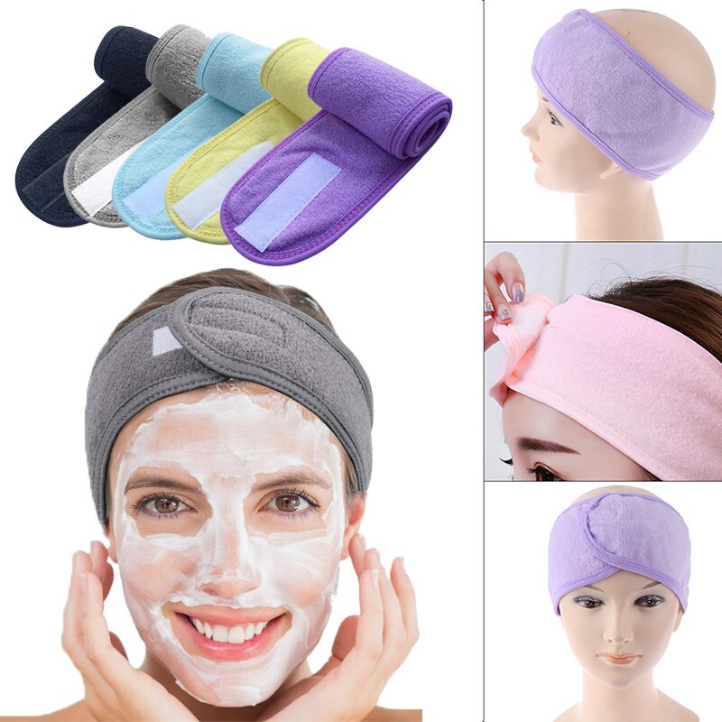 Verstellbares breites haarband, yoga-spa-set zum duschen und schminken, waschen von kosmetikartikeln, haarband für gesichtshaare, make-up-accessoires für damen