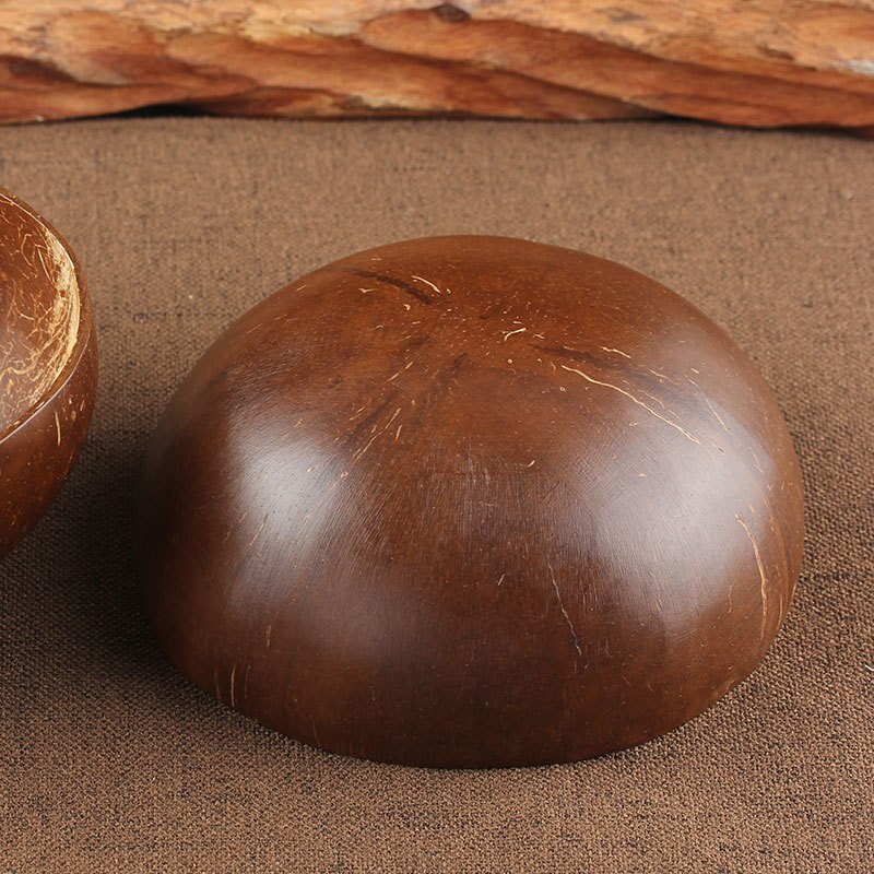 Juego de cuencos de coco Natural, cuchara para fruta, ensalada, fideo, tazón de arroz, Artesanías hechas a mano de madera, vajilla de estilo japonés para restaurante