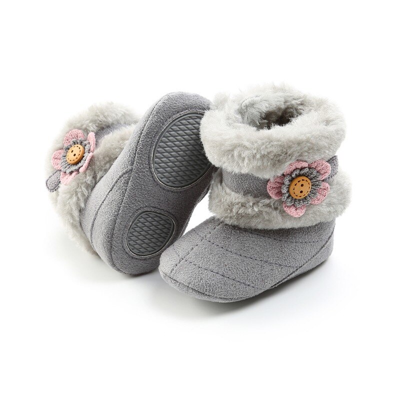 Bottes bébé fille belles fleurs Plus velours fond doux bébé bambin bottes doux en peluche bébé bottes chaussures