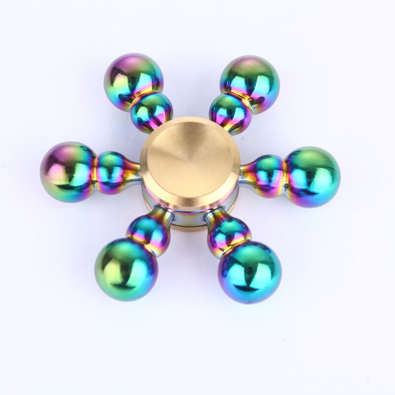 Spinner de mano para reducir el autismo, juguete Antiestrés con caja de , arcoíris, seis brazos, TDAH: Default Title