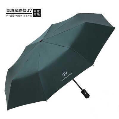 1ps Anti-Uv ins frauen stil Automatische Regenschirm 3-fach Sonnig regenschirm Beschichtung Regen Schicht Winddicht Tragbare Regenschirme 50%: Automatic army green