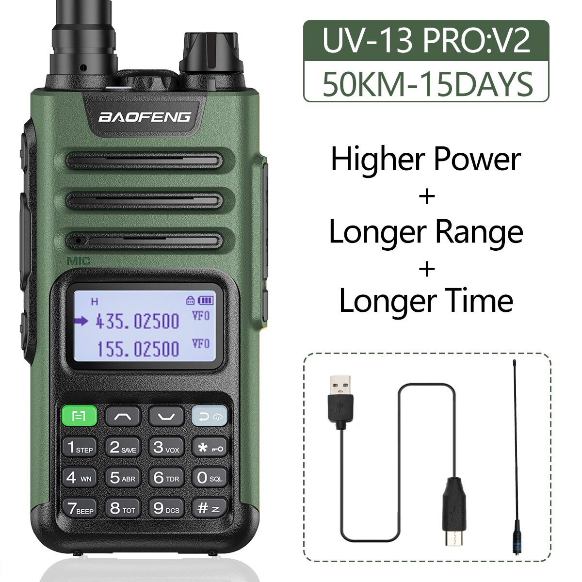 Baofeng UV-13 Pro Walkie Talkie 10W 8800Mah High Power 999 Channel Dual Band Uhf Vhf Radio Zender Typ-C Jack Upgrade 10R: V2 add 771